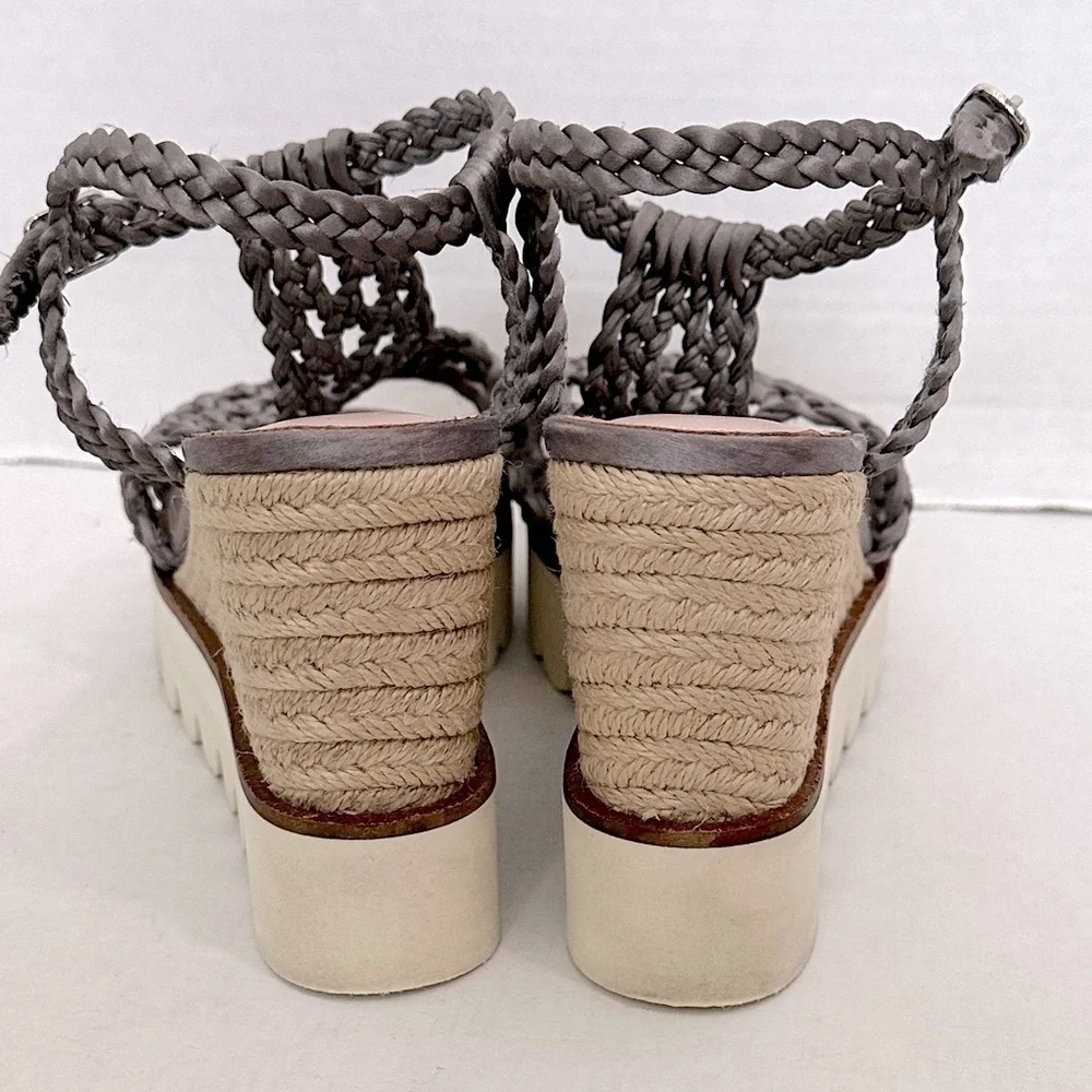 BIBI LOU X Anthropologie ARIEL WEDGE PLATFORM SANDAL IN COLOR NEUTRAL SIZE 39/8